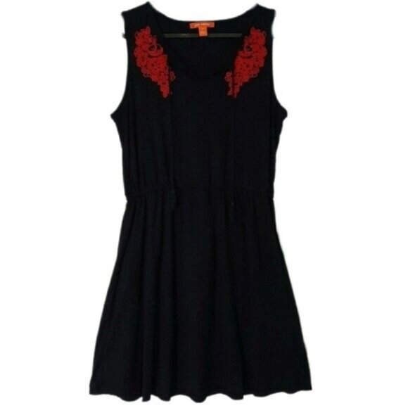 JOE FRESH Fit & Flare Mini Dress Red Flower Embroidery Sz S Flawed - Picture 2 of 11